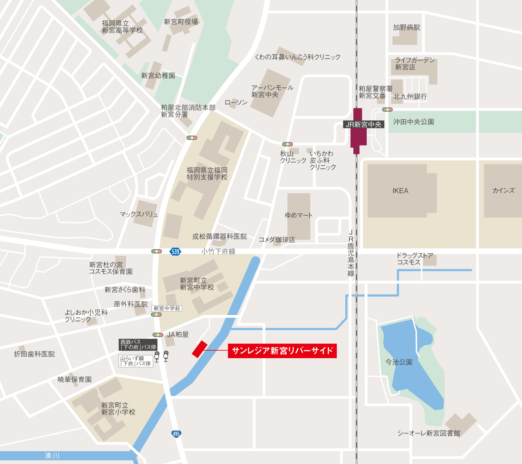 サンレジア新宮リバーサイド、現地案内地図